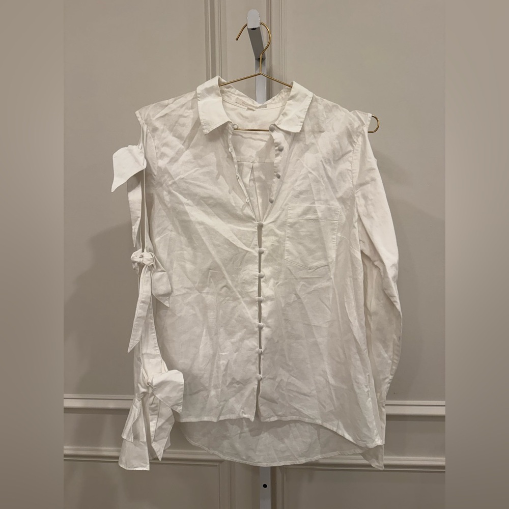 Jonathan Simkhai White Blouse with Tie Details - Picture 4 of 9